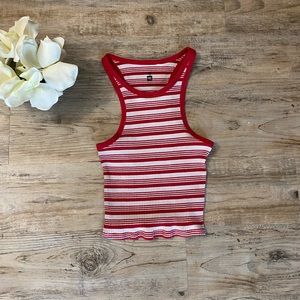 Red and White Striped Crop Top